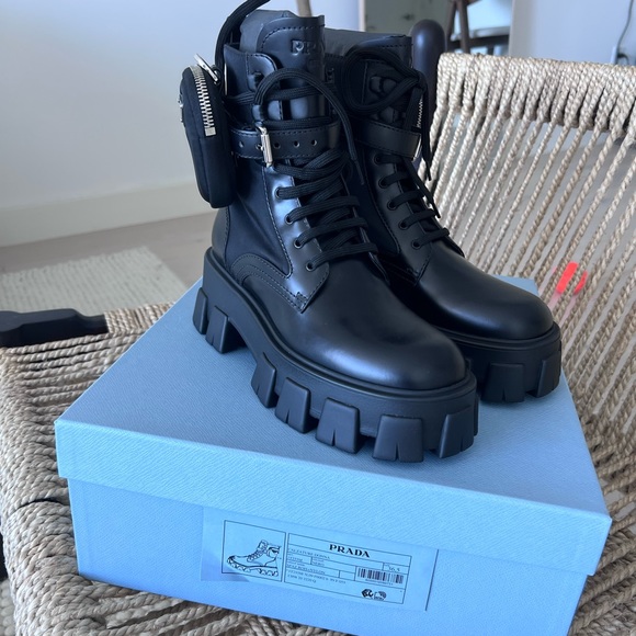 Prada monolith combat boots 36.5 NEW IN BOX - Picture 8 of 12